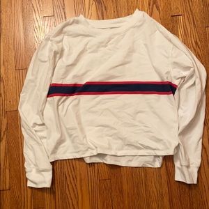 Juniors white long sleeve with stripe